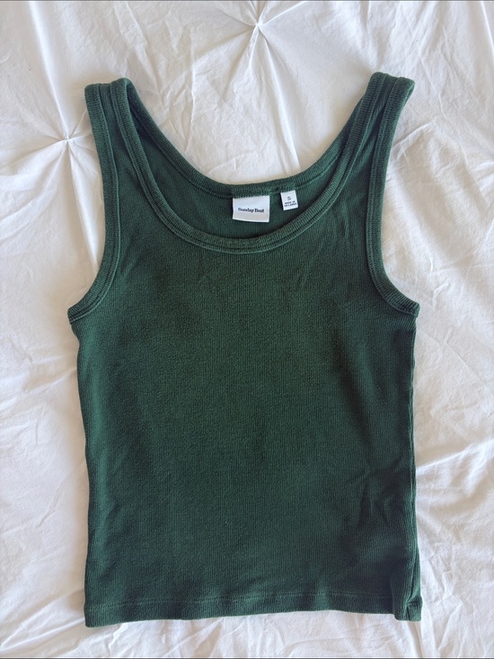 Sunday Best Tops - Sunday Best Dark Green Ribbed Tank